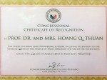 Những giấy chứng nhận quốc tế tặng thưởng GS Hoàng Quang Thuận