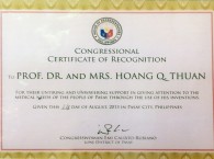 Những giấy chứng nhận quốc tế tặng thưởng GS Hoàng Quang Thuận